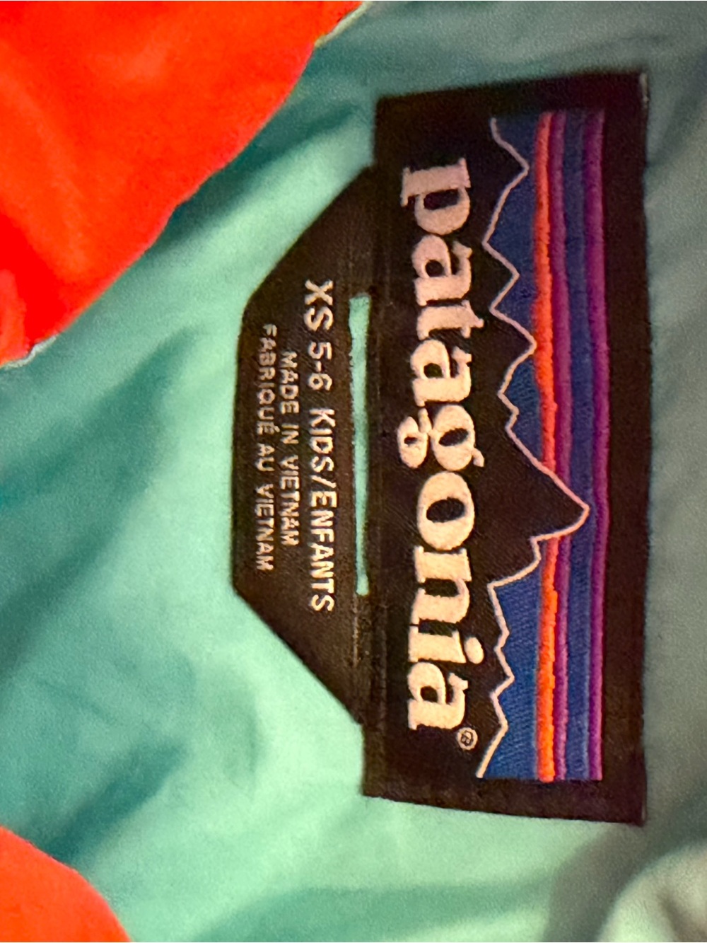 Patagonia Teal and Orange Kids Quilted Jacket boys 5/6 - Picture 2 of 9